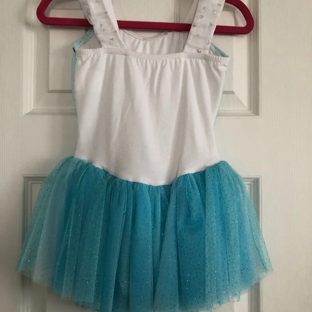 Girls silver heart blue‎ tulle Sequin sparkly dance costume  size small child